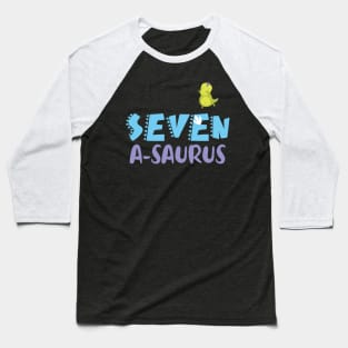 Family Dinosaur Matching 7th Birthday Seven-A-Saurus Gift For Boys Kids toddlers Baseball T-Shirt